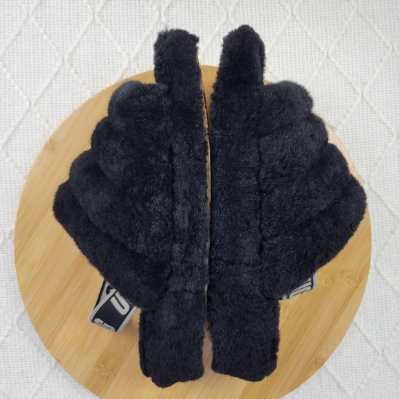 UGG Fluff Yeah Black Sandal Slippers Strap Black Size 8 Women's - Picture 7 of 11